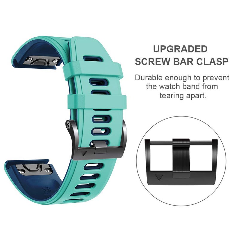 ANCOOL for Fenix 6X Pro Watch Band/Fenix 5X Watch Band/Fenix 7X Watch Band 26MM Silicone Watch Band for Fenix 8 51mm/6X/5X Plus/7X Pro(Mint-Blue) - Image 3